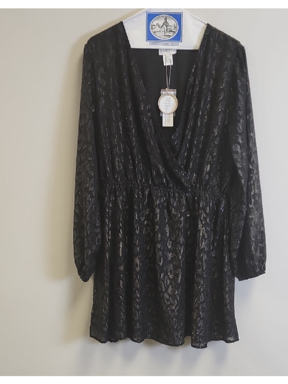 APRICOT Black V-Neck Long-Sleeve Leopard Print Dress - Picture 6 of 6